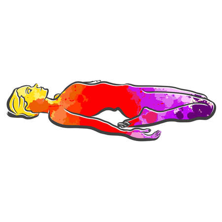 Bhujangasana Yoga Colorful Logo. Vector illustration made by hand. Perfect for website marketing and prints.のイラスト素材