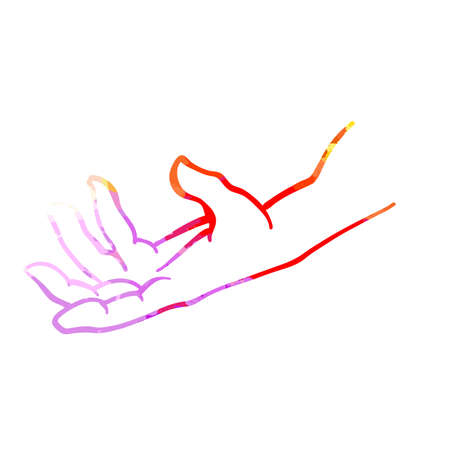 Creative hand expression. Colorful human hand outline. Vector drawings.のイラスト素材