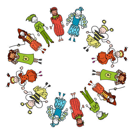 Children Circle. Real drawing by hand. Colorful vector signs.のイラスト素材
