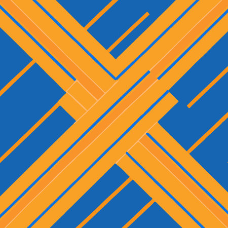 Pattern With Blue And Yellow And Orange Diagonal Lines Vector Background Style. Handmade vector art.