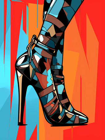 Brightly colored high heels with a pointed toe and stiletto heel.の素材
