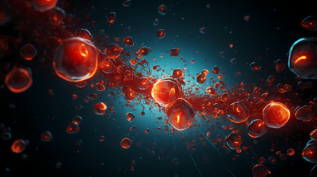 Two red and blue spheres rest side-by-side against a white background.の素材