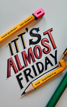 Itts Almost Friday - Two Art Supplies, A Pencil And A Paintbrush, Sit Side By Side On A White Surface.の素材
