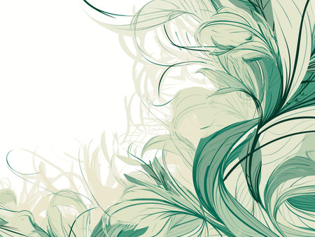 Drawing of Abstract botanical art background vector illustration separated, sweeping overdrawn lines.のイラスト素材