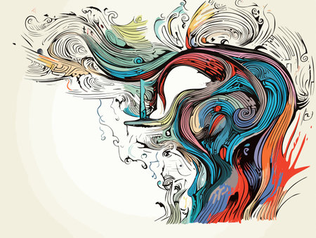 Drawing of Design creative idea and innovation concept illustration separated, sweeping overdrawn lines.のイラスト素材