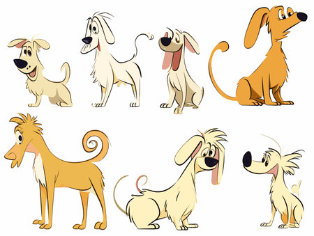 Drawing of Illustration of isolated cartoon dogs on white background illustration separated, sweeping overdrawn lines.のイラスト素材
