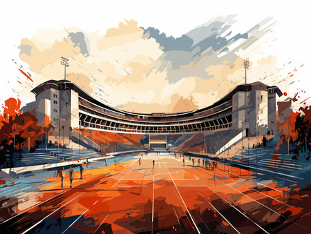 Drawing of venue for sporting events illustration separated, sweeping overdrawn lines.のイラスト素材