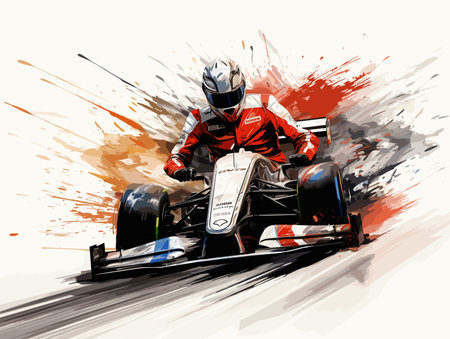 Drawing of Race winner illustration separated, sweeping overdrawn lines.のイラスト素材