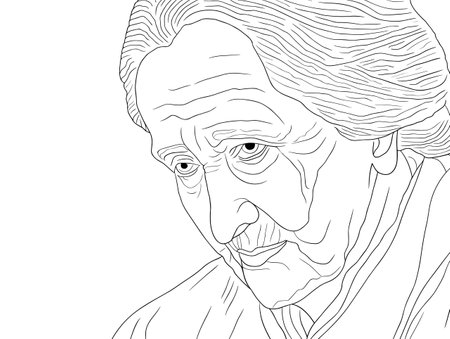 A Drawing Of A Man - Beautiful gorgeous 50s mid age beautiful elderlyのイラスト素材