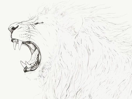 A Drawing Of A Lion - A powerful roaring lion.のイラスト素材