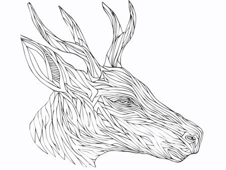 A Drawing Of A Deer Head - Deer head iconのイラスト素材