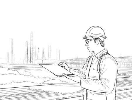 A Man Wearing A Hard Hat And Holding A Paper - Male architect explaining building plan to colleagueのイラスト素材