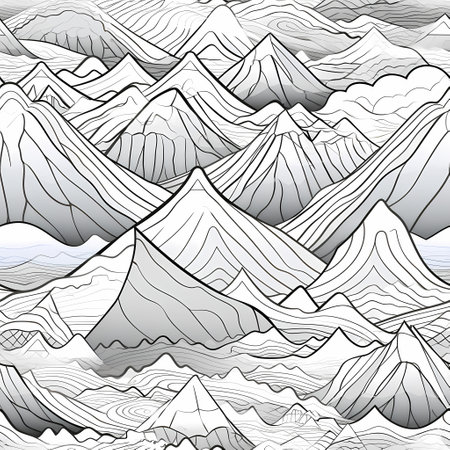 3D Mountain Range, A Black And White Mountain Rangeの素材