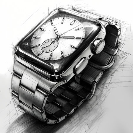 A Pencil Drawing Of Concept Smart Watch, A Sketch Of A Watchの素材