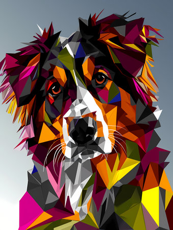 Two Dogs Holding Each Other, A Colorful Dog With White And Black Faceの素材