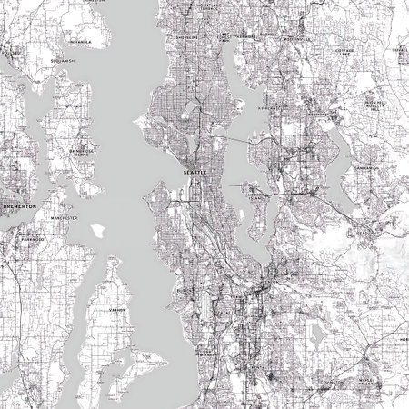 Seattle minimalist cartography print with neighborhood labels