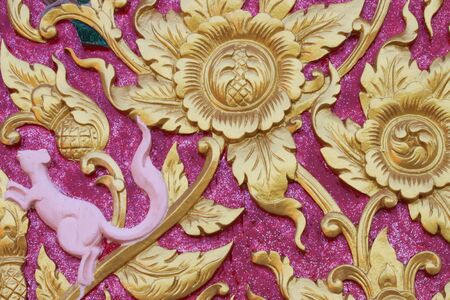 carving on the window of temple, Ban Dan, Burirum, North-East of Thailandの写真素材