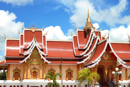 Temple in Phra Tat Luang, lao. P.D.R.の写真素材