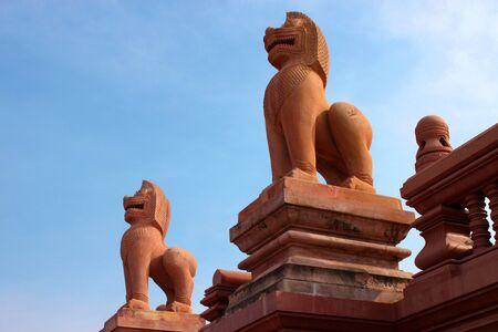 Lion Statue At Khao Noi Pagoda. Buriram, Thailand.の写真素材