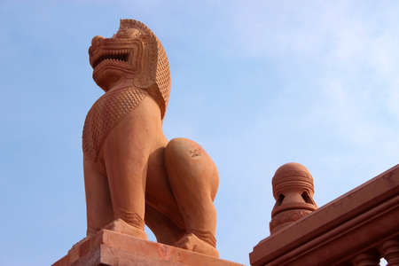 Lion Statue At Khao Noi Pagoda. Buriram, Thailand.