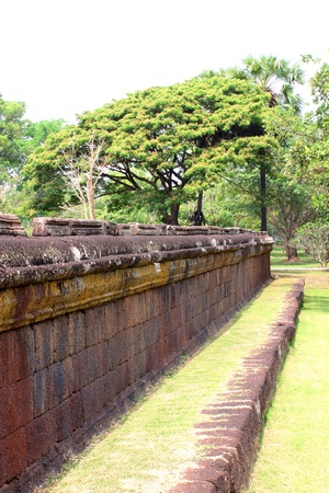 Wall of Prasat Muang Tam Stone Sanctuary, Buriram, Thailandの写真素材