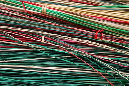 Pieces of dried sedge for making weaved matの写真素材