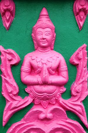 Buddhist art stucco on wall or pillar of church, temple and sanctuaryの写真素材