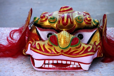 The lion head for traditional Chinese opera and drama の写真素材