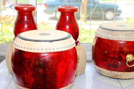 Drums - The picture of some musical instruments used in the traditional and classical music of Thailandのeditorial素材