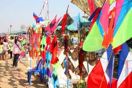HUAI RAT, BURIRAM - DECEMBER 18 : The kites market in northeast of Thailand kites festival season on December 18, 2011 at sport ground, Huai Rat, Buriram.のeditorial素材