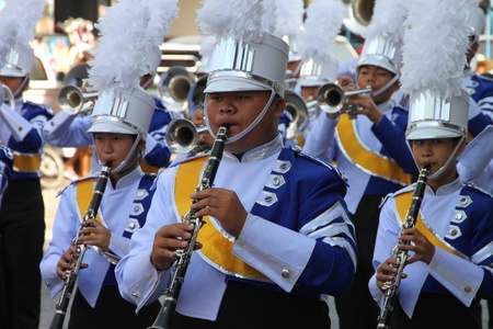 BORABUE, MAHASARAKHAM - DECEMBER 22 : The unidentified paraders are in local sports parade grand...
