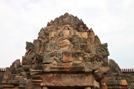 Pediment texture sandstone carvings in Prasat Khao Panom Rung, Buriram, Thailand.の写真素材