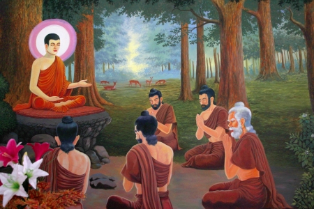 Buddha's biography painting on wall of temple, Wat Sri Sawat, Mahasarakham, Thailandのeditorial素材