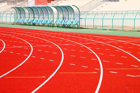 Running tracks of athletics in central public stadium, Mahasarakham, Thailandのeditorial素材