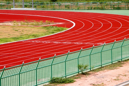 Running tracks of athletics in central public stadium, Mahasarakham, Thailandのeditorial素材