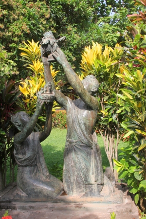 Old statue around Phra Kaew Pavilion, Vientiane, Lao P.D.R.の写真素材