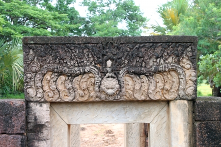 Lintel - art and architecture of Prasat Nang Ram, Korat, Thailandの写真素材