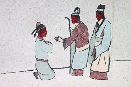 Picture at Chinese shrine in Payakkaphumphisai, Mahasarakham, Thailand.のeditorial素材