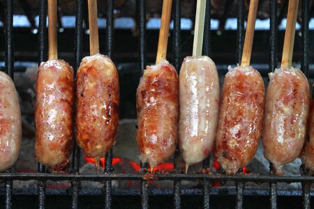 Grilled pork sausagesの写真素材
