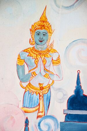 Buddha's biography painting on wall of Buddhist templeのeditorial素材