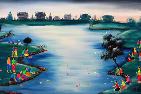 Katin Ceremony and Loy Kratong is one of Local Thai Traditions in 12 nd month.のeditorial素材