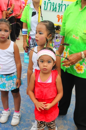 MUANG, MAHASARAKHAM - OCTOBER 5 : Unidentified children are parading in healthy way of life festival on October 5, 2012 at sport ground, Kerng local administration institute, Muang, Mahasarakham, Thailand.のeditorial素材