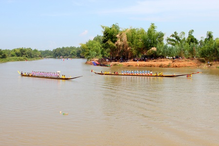 CHEE RIVER, THA TUM VILLAGE, MUANG, MAHASARAKHAM - OCTOBER 29 : The unidentified competitors are...