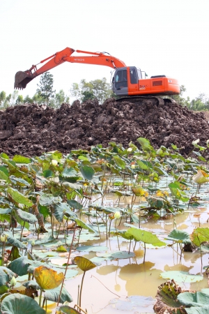 Reservoir construction site public project at Nong Lit-thi, Muang Mahasarakham, Thailandのeditorial素材