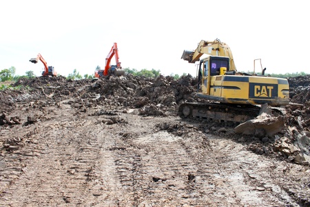 Reservoir construction site public project at Nong Lit-thi, Muang Mahasarakham, Thailandのeditorial素材