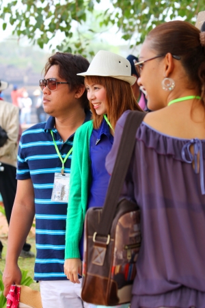 SIEMREAP, KHMER REPUBLIC - FEBRUARY 24 : Unidentified tourists are visiting to classical Khmer construction on February 24, 2013 at Angkor Wat, Siemreap, Khmer Republic.のeditorial素材