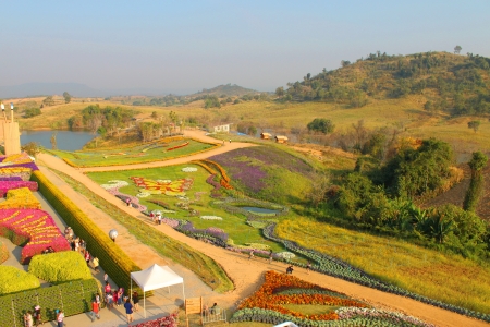 WANG NAM KHAEW, KORAT - JANUARY 16 : Unidentified tourists are visiting outdoor flora fantasia exhibition on January 16, 2011 at Wang Nam Khaew, Korat, Thailand.のeditorial素材