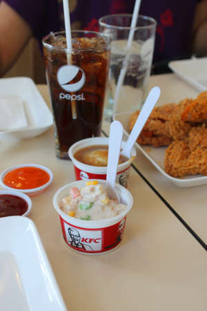 Fast foods and drinks on December 1, 2012 at Big C super market, Muang, Mahasarakham, Thailand.のeditorial素材