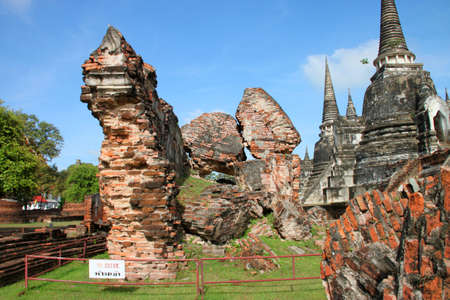 Old architecture at Wat Phrasrisanpet, Ayutthaya, Thailand.の写真素材