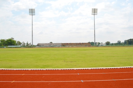MAHASARAKHAM, THAILAND - MAY 5 : Unidentified workers are building outdoor sport stadium on May 5, 2013 in Muang, Mahasarakham, Thailand.のeditorial素材